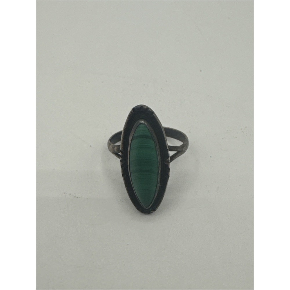 VTG 925 Native American Sterling Silver Green Turquoise Ring Sz 8 Signed ECOI